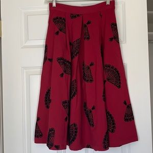 ModCloth Tatyana fan print circle skirt XS BNWT